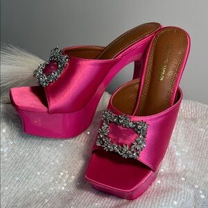 Fashion Nova Fuchsia Embellished Mules